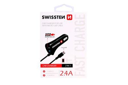 Avtomobilski polnilec Swissten CL micro USB in USB 2,4A